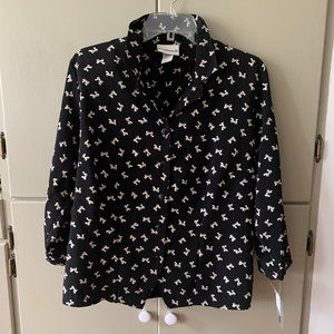 Bow Pattern Button-Up Blouse